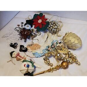 Vintage Mixed Lot of 10 Christmas Ornaments Tree Holiday Decorations Multi Color